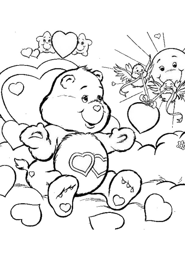 i love you heart coloring pages. care-bear-with-a-heart