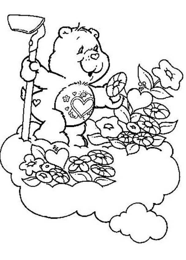 coloring pages of flowers and hearts. care-bear-with-flowers