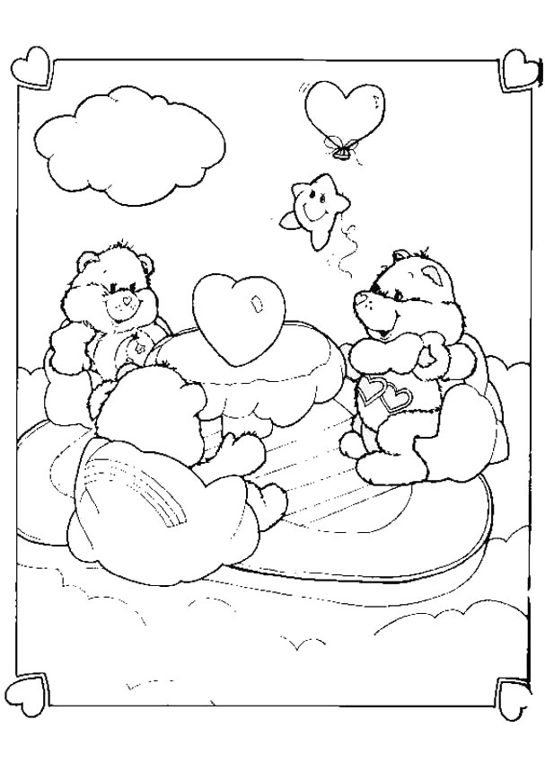 coloring pages of hearts and flowers. care-bears-and-hearts