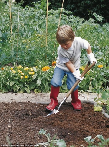 child digging