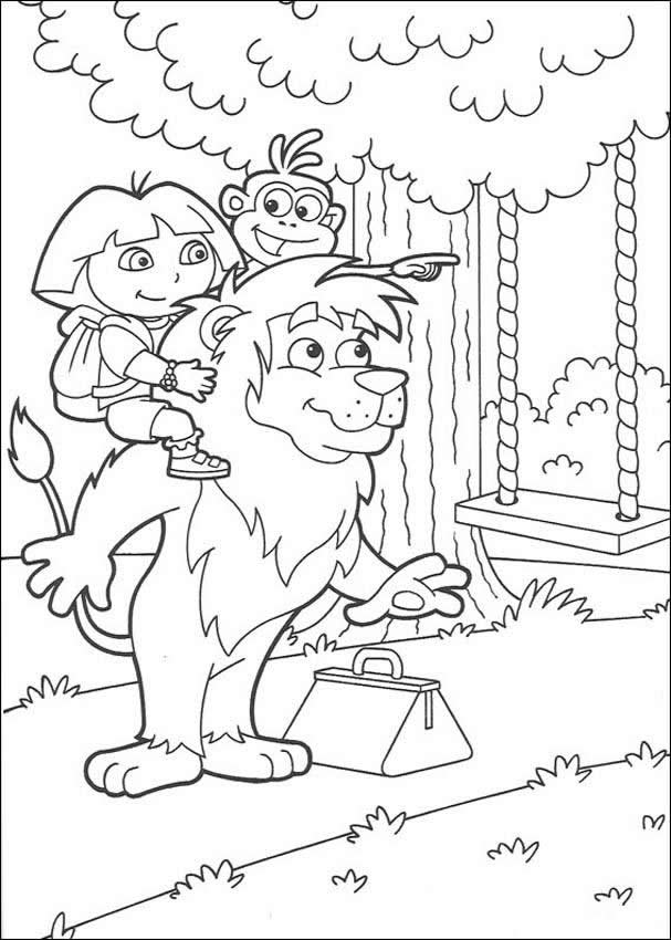 Dora on the swing coloring page dora-on-the-swing-coloring-page