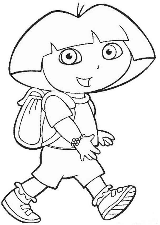 Walking dora the explorer coloring pages - Hellokids.com