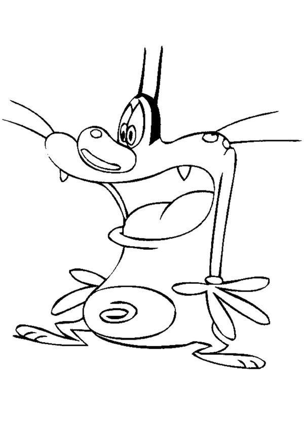  Videos Oggy   Cockroaches on Scared Oggy Coloring Page   Oggy Coloring Pages