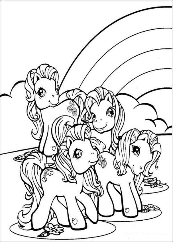 Ponies and rainbow coloring pages Hellokidscom