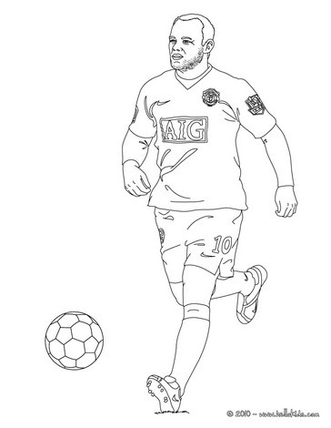 Ronaldo Playing Football on Wayne Rooney Playing Soccer Coloring Page   Soccer Players Coloring