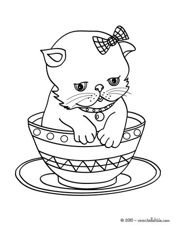 Coloring Sheets  Kids on Kitten In Cup Coloring Page   Kitten Coloring Pages