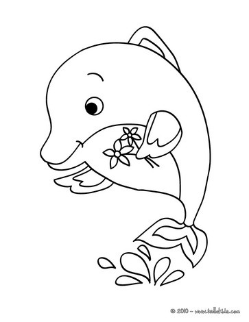 Kawaii dolphin to color in