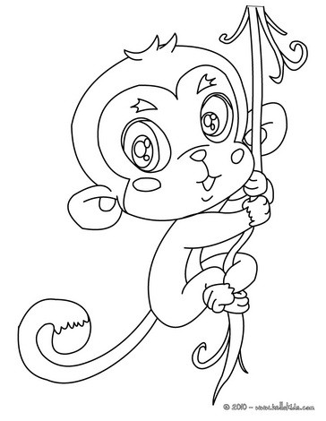 Free Coloring on Kawaii Monkey Coloring Page   Monkey Coloring Pages