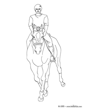 realistic horse coloring pages. Man riding a horse coloring