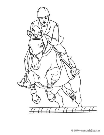 Woman on a jumping horse coloring page