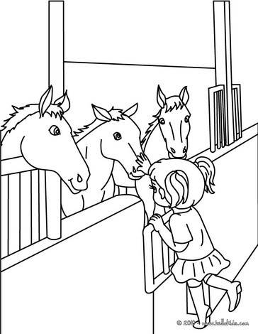 Coloring Pages Horses on Girl And Horse Coloring Page Boy Brushing His Horse Coloring Page Girl