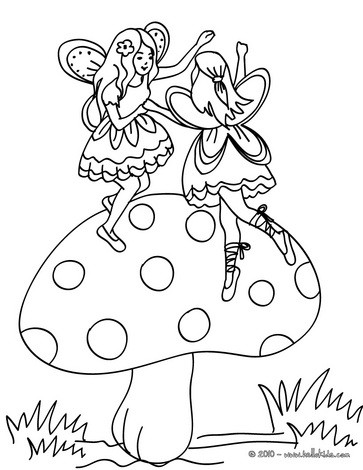 fairies on a mushroom coloring page
