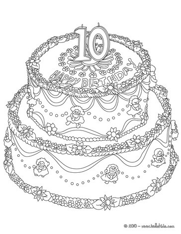 Birthday Cake Candles on Birthday Cake 10 Years Coloring Page   Birthday Cake Coloring Pages