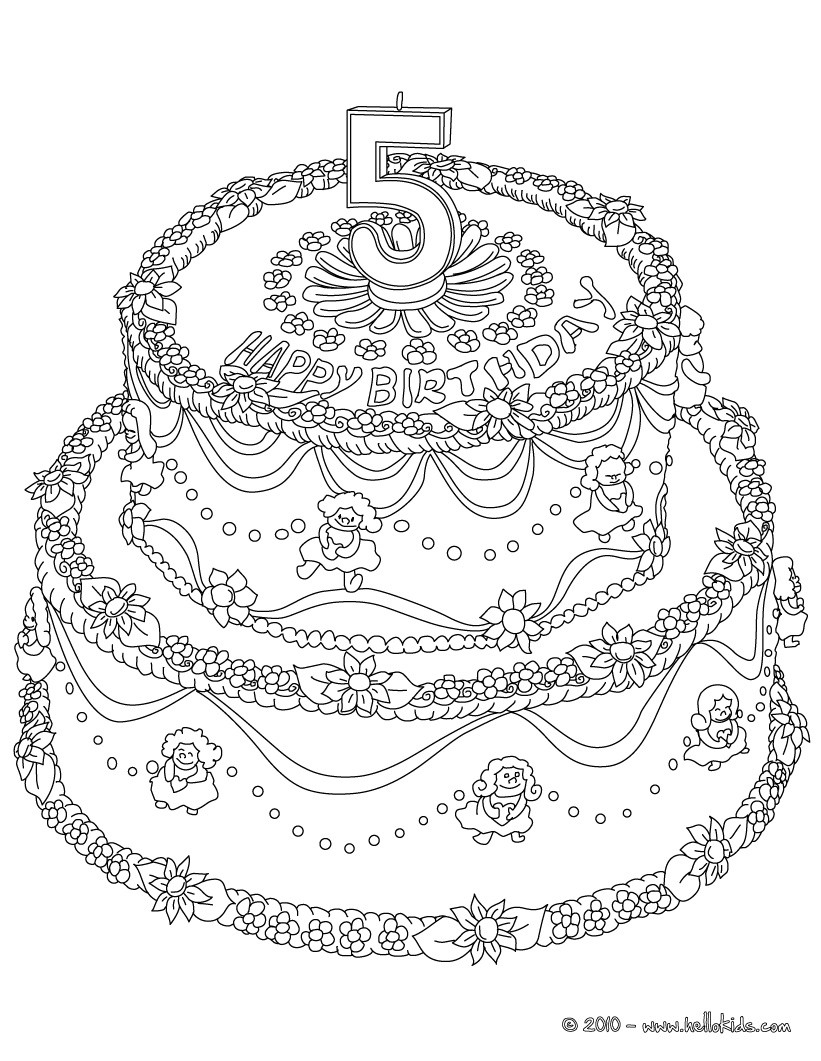 Birthday cake 20 years coloring pages   Hellokids.com
