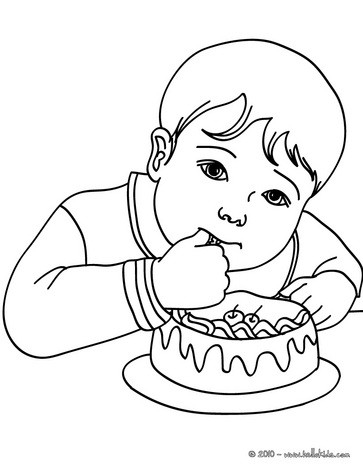 Girl Birthday Cake on Birthday Party Coloring Page Boy With A Birthday Cake Coloring Page