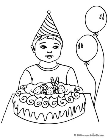 Carnival Birthday Cakes on Boy With A Birthday Cake Coloring Page   Boy S Birthday Party Coloring
