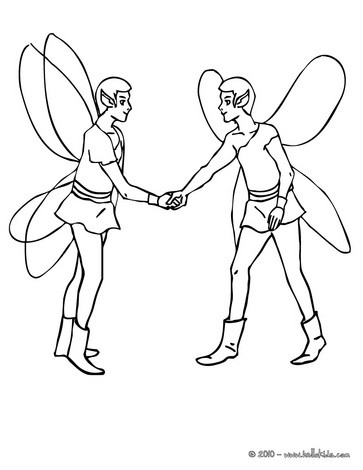 Elves holding hands coloring pages - Hellokids.com