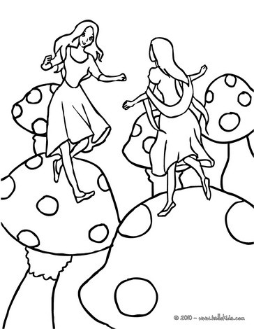 Fairies jumping coloring page