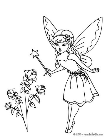 Flower Coloring Sheets on Fairy Magic Coloring Pages   Fairy Putting A Curse To Color