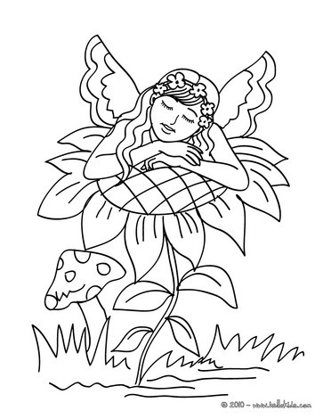 Flower Coloring Sheets on Fairy Flower Coloring Pages   Fairy Sleeping On A Flower To Color