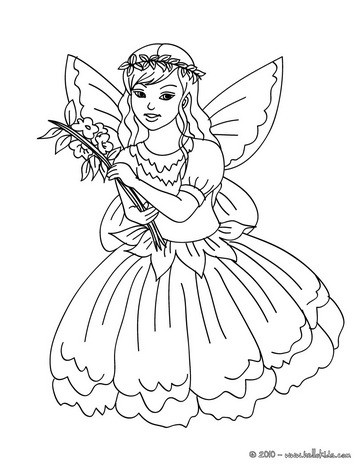 Flower Coloring Sheets on Fairy Flower Dress Coloring Page   Fairy Flower Coloring Pages