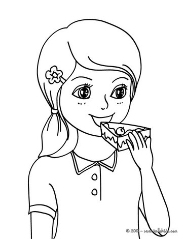 Birthday Cake Picture on Girl Eating A Birthday Cake Coloring Page   Girl  S Birthday Party
