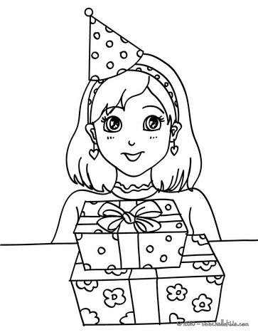 Ariel Birthday Cake on Girl With A Birthday Gift Coloring Page   Girl  S Birthday Party