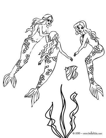 Group Of Lovely Mermaids Swimming Coloring Pages Hellokids Com