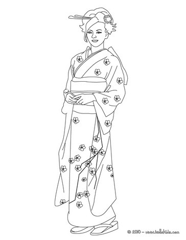 Japanese Princess Coloring Pages Hellokids Page