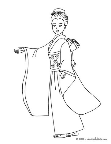 Japanese Princess Coloring Pages Hellokids Page