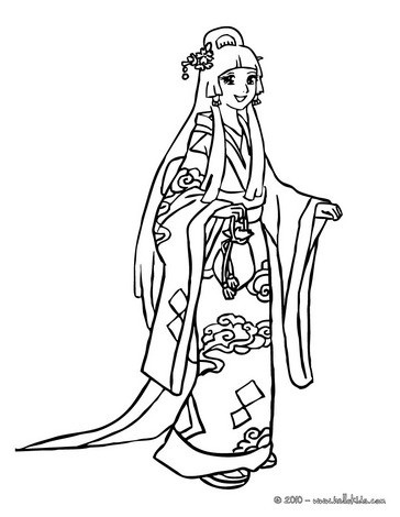 Princess Coloring Sheets on The World Coloring Pages   Traditional Japanese Princess Coloring Page