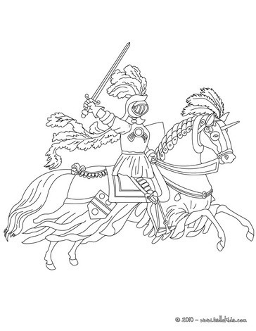 Knight on horseback running coloring pages - Hellokids.com