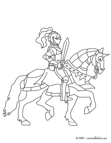 Knight and sword on horseback coloring pages - Hellokids.com