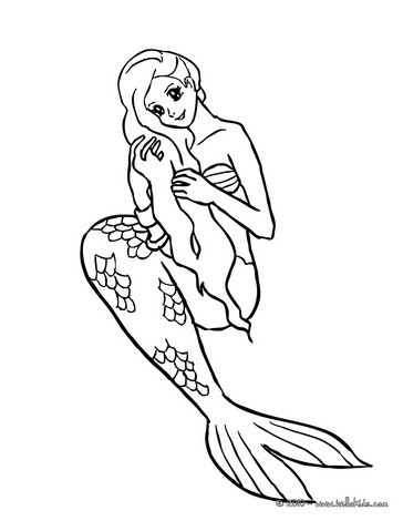 Mermaid Coloring Pages on Mermaid Combing Her Hair To Color   Beautiful Mermaid Coloring Pages