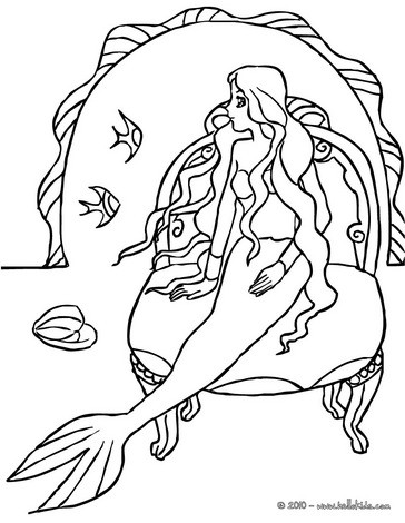 Mermaid in her castle coloring pages - Hellokids.com