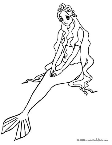 Mermaid with a crown coloring pages - Hellokids.com