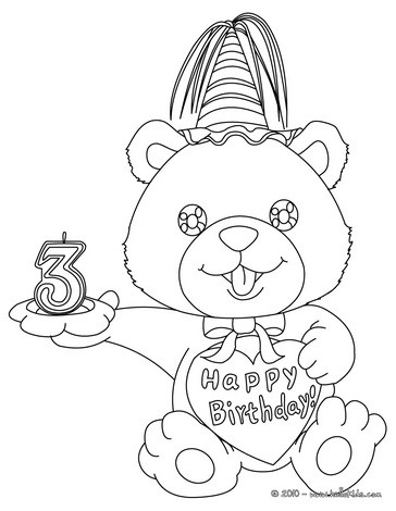 Birthday candle 3 years coloring pages - Hellokids.com