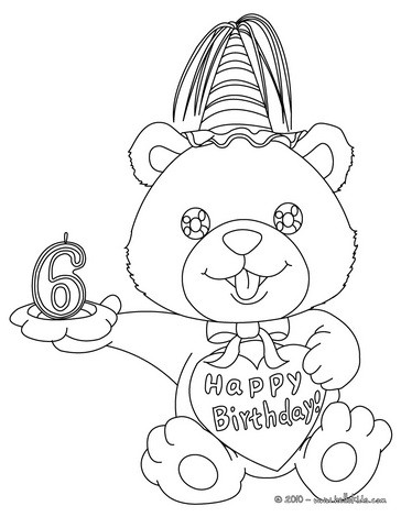Birthday candle 6 years coloring pages - Hellokids.com