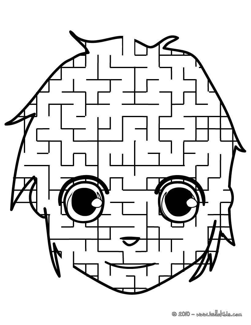 Boy's face funny printable maze online games - Hellokids.com