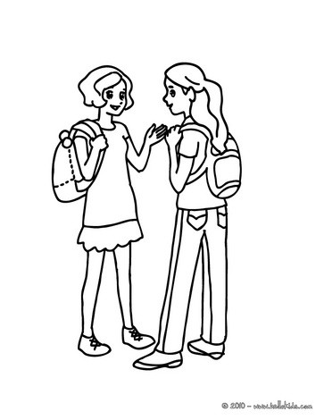 Coloring Pages  Girls on Girls Speaking In The School Yard Coloring Page   School Yard Coloring