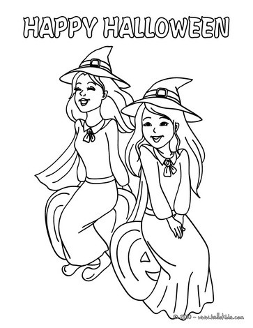 Halloween Coloring Pages  Kids on Halloween Witches Coloring Page   Halloween Characters Coloring Pages