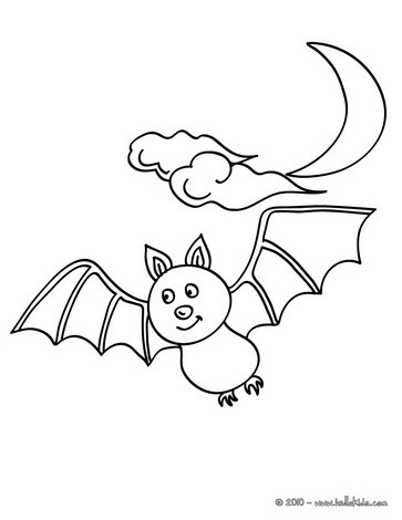  Coloring Pages on Bat Flying Under The Moonlight Coloring Page   Halloween Bat Coloring