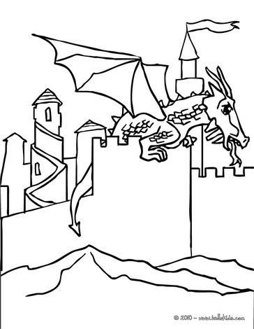 Dragon Coloring Pages on Landed On A Feodal Castle Coloring Page   Dragon Online Coloring Page
