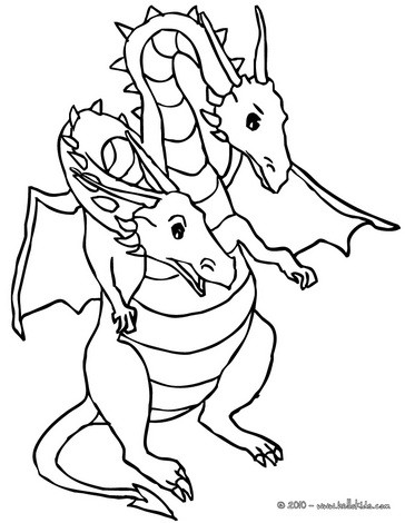 Dragon Coloring Pages on Dragon With 2 Heads Coloring Page   Dragon Online Coloring Page