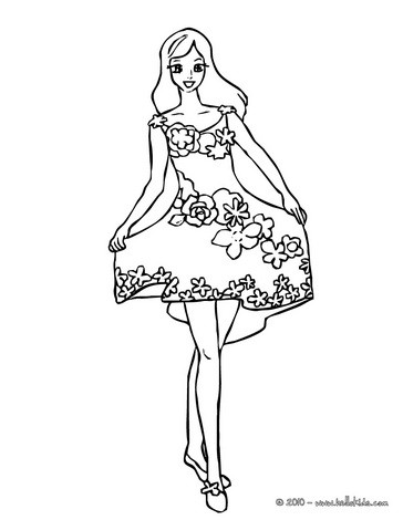 Kids Coloring Sheets on Fairy With Flower Dress Coloring Page   Fairy Flower Coloring Pages