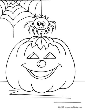 Spider Coloring Pages on Spider Web And Pumpkin Coloring Page   Halloween Spider Coloring Pages