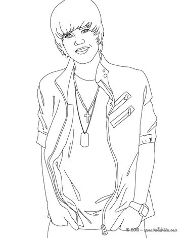 Justin Bieber Coloring Pages on Justin Bieber With Hands In The Pockets Coloring Page   Justin Bieber