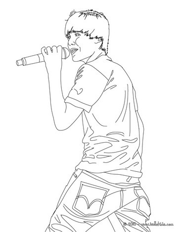 free justin bieber coloring pages to print. Justin Bieber singing coloring