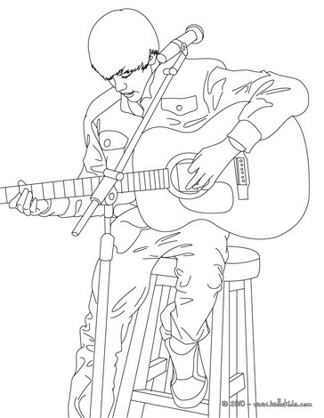 Justin Bieber Coloring Pages on Justin Bieber Playing Guitar Coloring Page   Justin Bieber Coloring