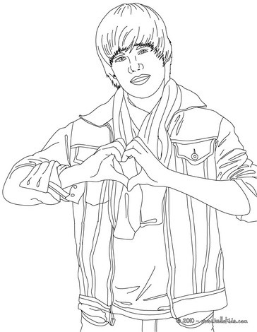 Justin Bieber love sign coloring page